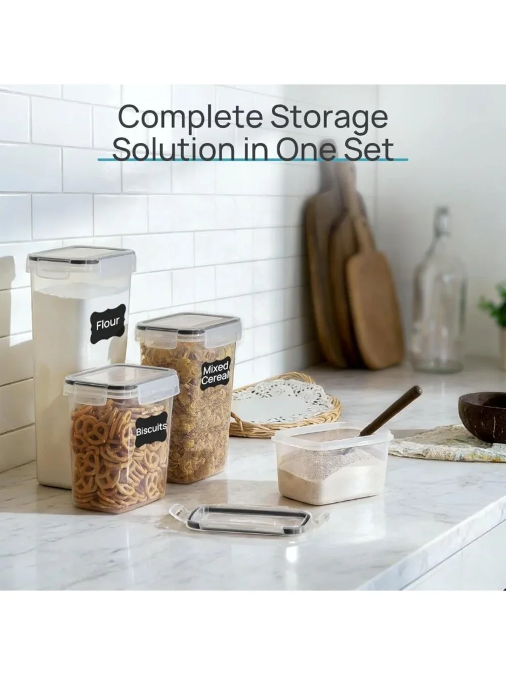 Airtight Plastic Food Storage Containers Set - 24 Pcs Canisters for Kitchen